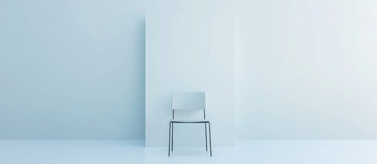 Poster - Minimalist room interior with a single chair against a white wall and floor Copy Space for text placement