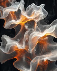 Poster - Dynamic waves of ink layers abstract motion digital art metallic highlights close-up fluidity concept