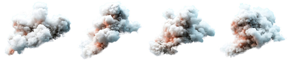 Poster - Four distinct types of clouds in a clear blue sky displaying various shapes and textures isolated on a white background