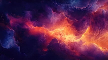 Poster - colorful abstract cosmic background with swirling nebulae and bright celestial colors ideal for vari