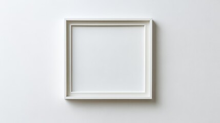 Poster - Empty white picture frame on a plain white background with ample copy space for text insertion