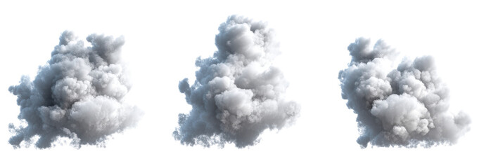 Poster - Set of three clouds on a white background for nature and weather illustrations isolated on a white background