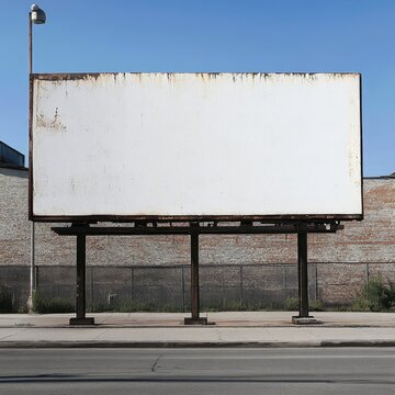 Large Square Billboard with White Background on the Roadside