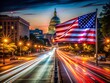 © Danicha - Washington DC Flag Long Exposure Night Photography - Cityscape Lights Trail