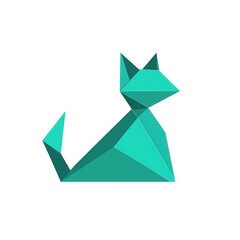 Poster - Abstract origami cat design