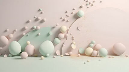 Poster - Dynamic abstract shapes and patterns minimalist studio graphic design soft color palette close-up visual art concept