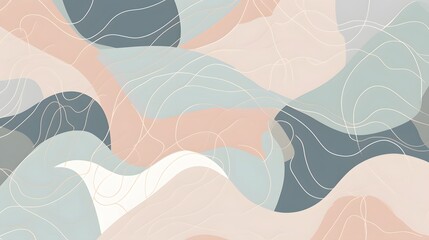 Poster - Abstract waves design digital art contemporary style soft colors creative concept
