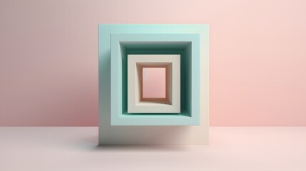 Poster - Contemporary cube design minimalist studio 3d artwork soft lighting front view modern aesthetics