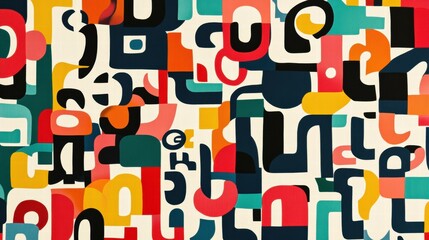 Poster - Vibrant abstract art composition featuring colorful geometric shapes and patterns in modern design. Generative AI
