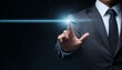 © 순단 강 - 비즈니스 정장을 입은 남성의 손위에 떠있는 디지털표식