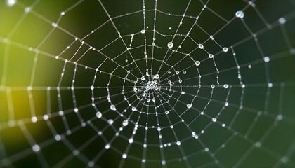 Wall Mural - a spider web with drops of water on it