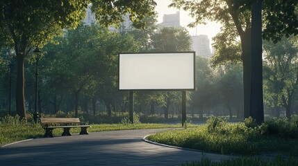 Aufkleber - Advertising billboard. Light box and advertise banner template on street roadside. Outdoor billboard on summer park.
