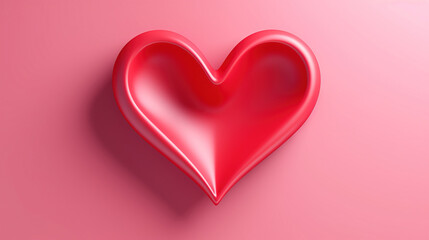 Poster - Valentine's Day card with shiny 3D heart in pink studio room
