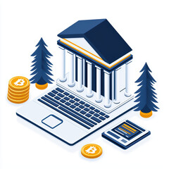 Poster - Futuristic fintech innovations with digital banking elements