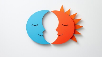 Poster - minimalist paper cutout of sun and moon in balanced harmony design