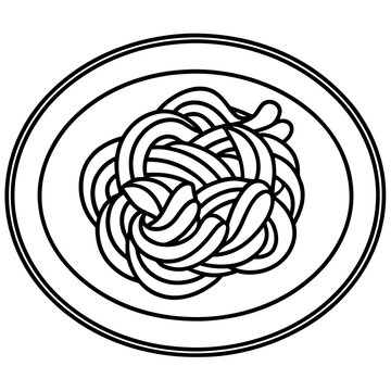 Minimalist Spaghetti Plate Line Art Design