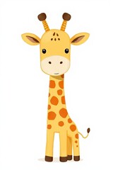 Wall Mural - cartoon giraffe standing in front of a white background