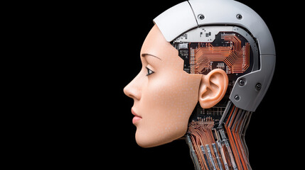 Poster - robotic head with intricate circuitry design