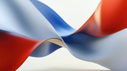 Fototapete - Dynamic and visually striking abstract composition with flowing red, blue, and white curving forms. Smooth and vibrant shapes creating an engaging and modern aesthetic.