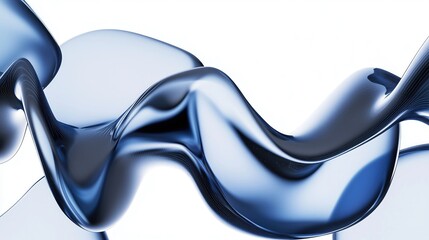 Fototapete - Sleek and fluid abstract pattern in deep blue tones, with smooth, curving forms creating an elegant and modern visual composition.