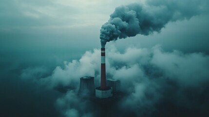 Power plant emitting smoke and causing air pollution