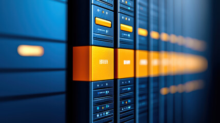 Poster - High tech server rack with virtual private servers displayed