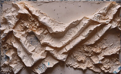 Poster - A piece of art made out of paper with mountains and hills. The overall mood of the piece is one of chaos and destruction