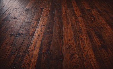 Aufkleber - A wooden floor with a light shine on it. The floor is made of wood and has a natural look