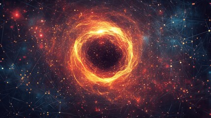 Poster - Abstract polygonal space. Background with connecting dots and lines. The concept illustration
