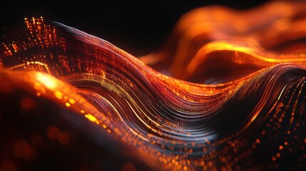 Aufkleber - Abstract digital wave on dark background. Technology and science concept. 3D Rendering