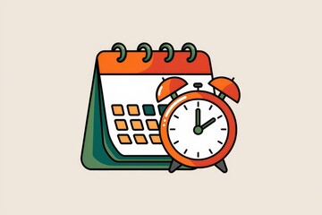 Poster - A desk calendar and alarm clock symbolize time management, scheduling, and planning.