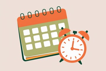 Poster - Calendar and alarm clock symbolize scheduling and time management for productivity.