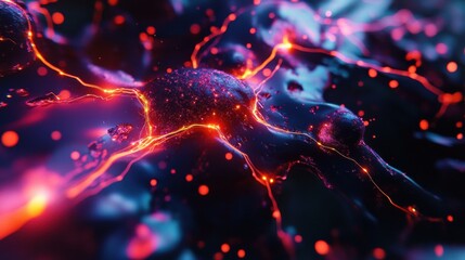 Poster - neural lowpoly ai futuristic neon network of abstract connection background
