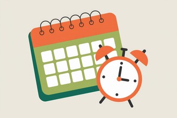 Poster - A calendar and alarm clock symbolize time management, scheduling, and planning for productivity.