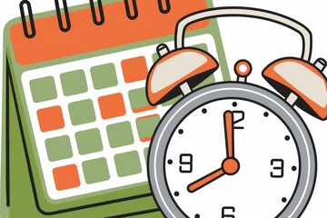 Poster - An illustration of a calendar and alarm clock, symbolizing time management and scheduling.