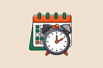 Poster - Alarm clock on a calendar; schedule, time management, planning, organization, reminder, appointment.