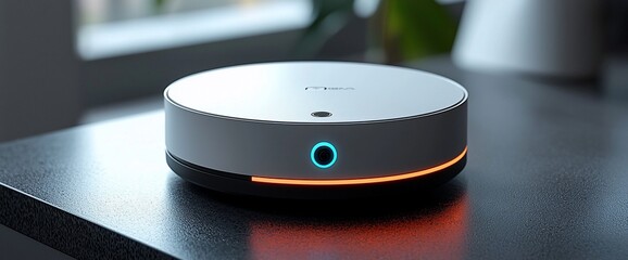 Poster - Smart home device on a table, illuminated.