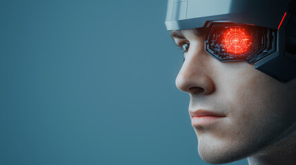 Poster - Futuristic cyborg with advanced technology and glowing eye