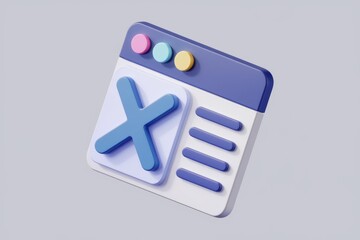 Poster - 3D render of a website page with a large blue X, indicating deletion or closure.