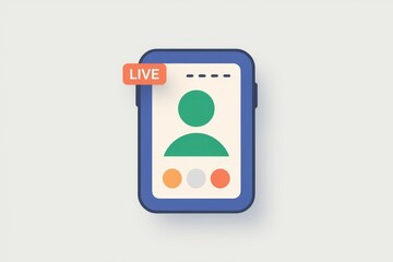 Poster - Smartphone displaying a live video call interface with a person's avatar and control buttons.