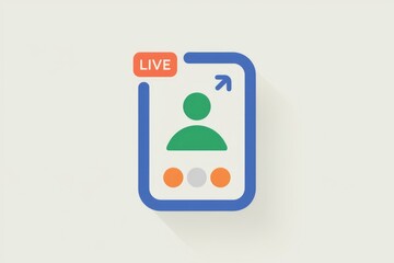 Poster - Live video streaming interface showing a user profile with live indicator and upward arrow.