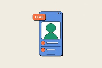 Aufkleber - Live video streaming on a smartphone, showing a user's profile and live indicator.