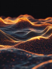 Aufkleber - Abstract digital wave on dark background. Technology and science concept. 3D Rendering