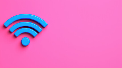 Poster - Blue Wi Fi symbol on vibrant pink background