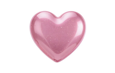 Glossy pink heart isolated on transparent background