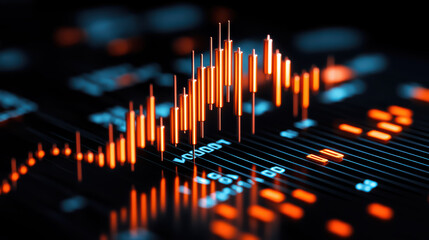 Poster - Digital financial data visualization with glowing graphs