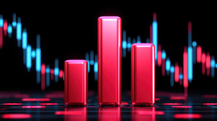 Poster - 3D bar graph representing investment strategies with vibrant
