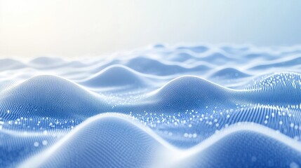 Poster - Particles landscape. White dots, perspective grid tech framework. Digital banner, sound waves or wavy surface vector background