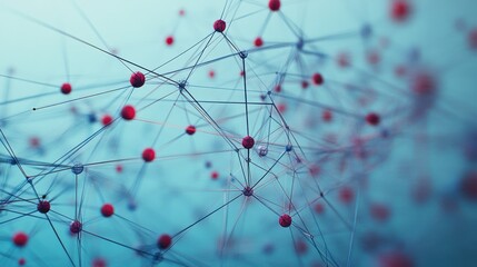 Poster - Abstract 3D Molecular Structure Network Against a Soft Blue Background