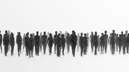Poster - Large group of simple people shapes connected by lines
